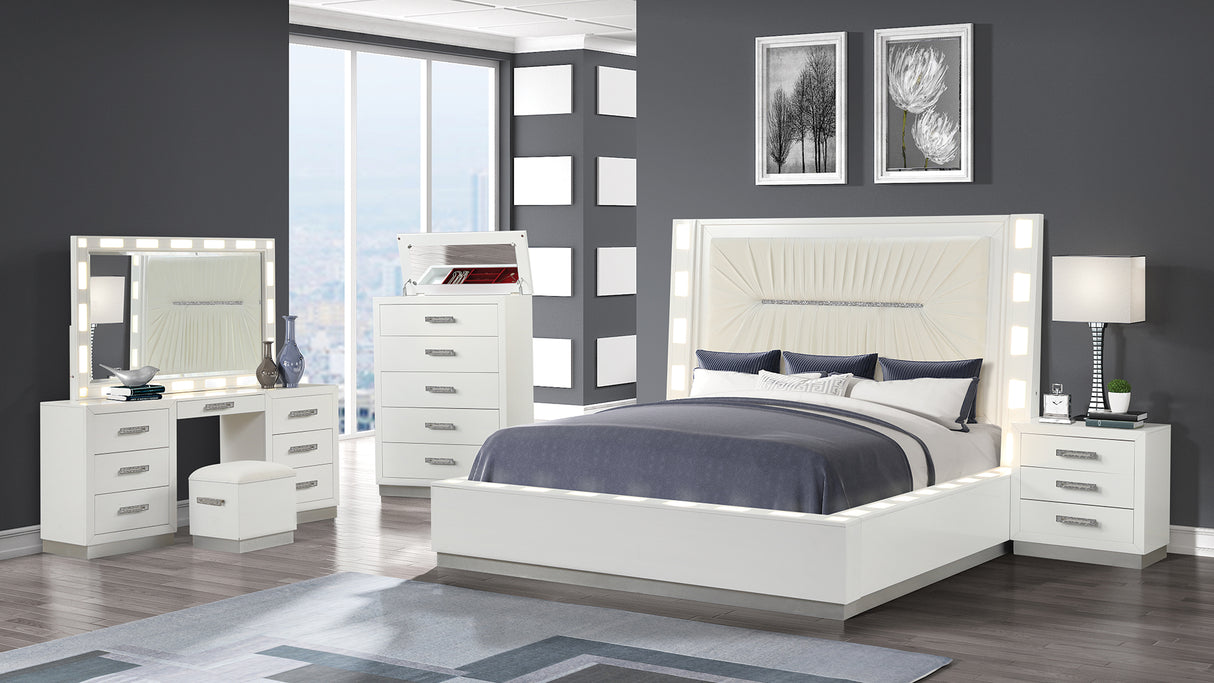 Coco Queen Bed Milky White