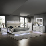 Glam King 5 Pc Bedroom Set in White