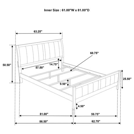 Wilkes Queen Vertical-Channel Upholstered Panel Bed Dark Cocoa