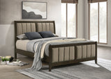 Wilkes Queen Vertical-Channel Upholstered Panel Bed Dark Cocoa