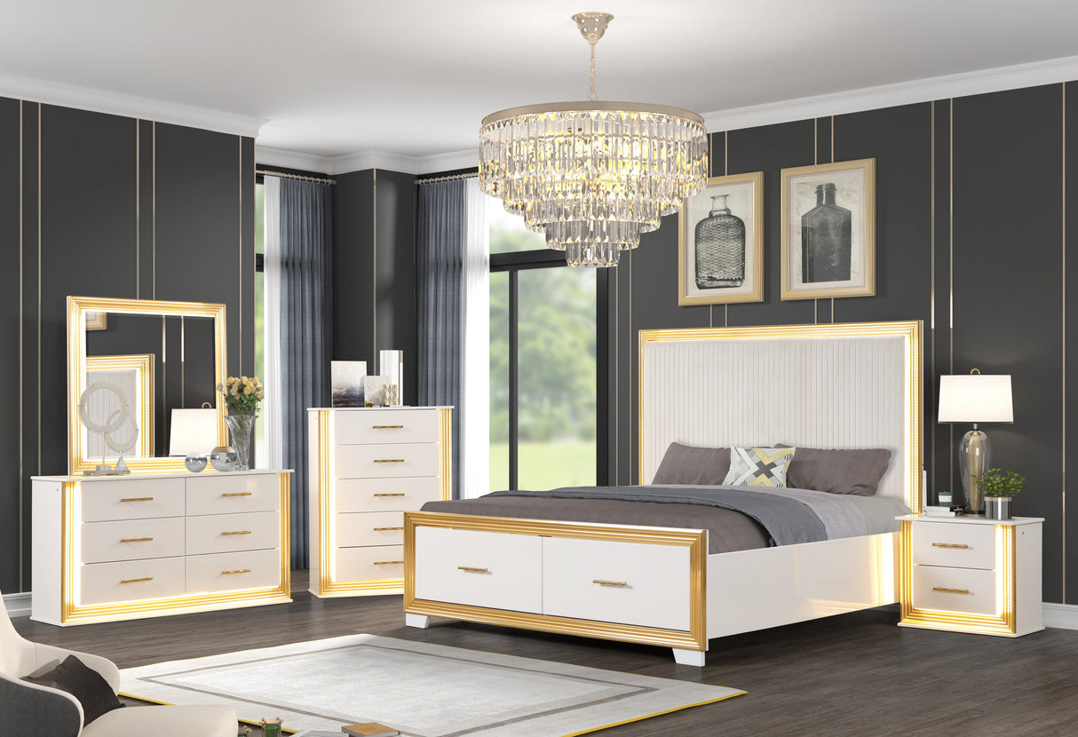 Obsession King Bed White and Gold