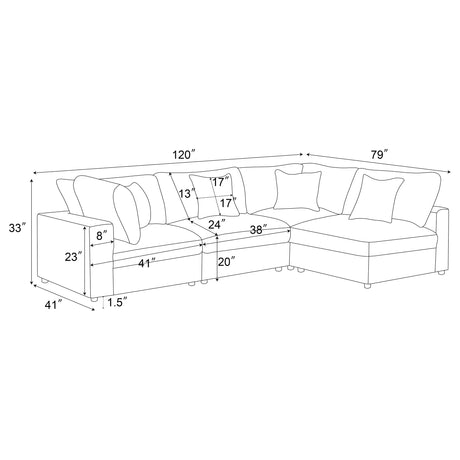 Serene 4-piece Sectional Sofa Beige